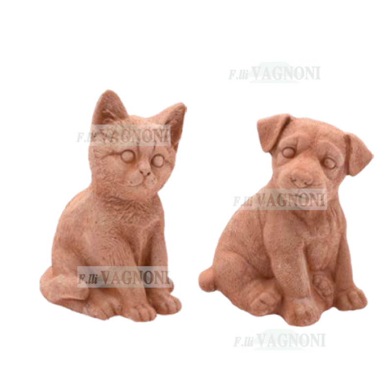 CANE E GATTO IN TERRACOTTA CM. 17